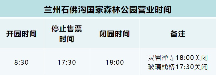 明日起，兰州石佛沟国家森林公园正式开园！